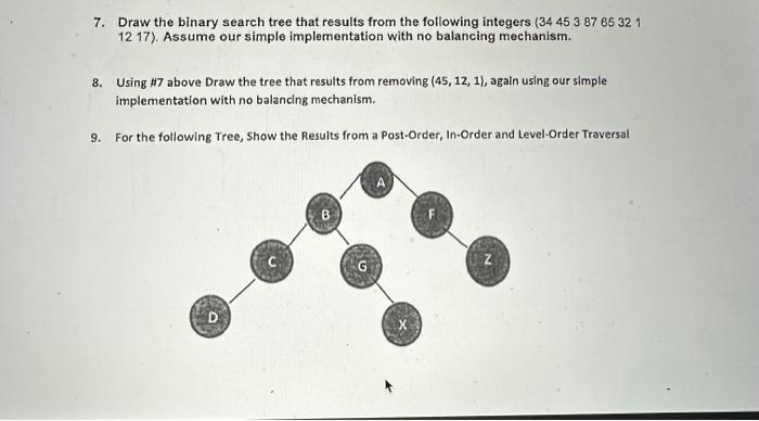Solved 7. Draw the binary search tree that results from the | Chegg.com