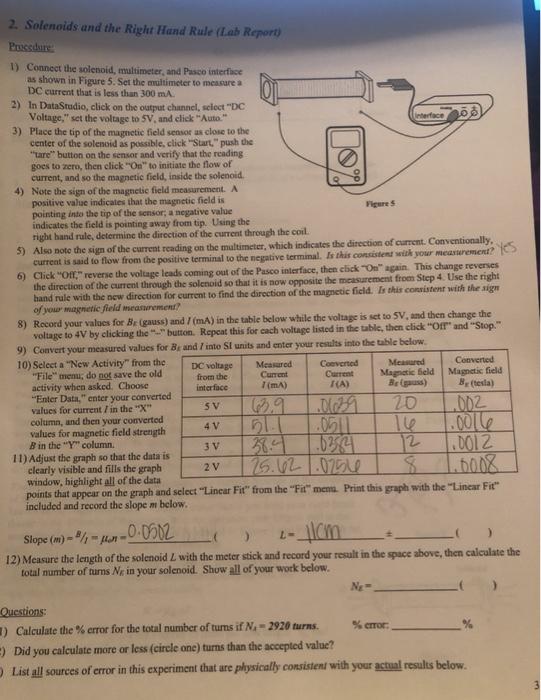 2. Solenoids and the Right Hand Rule (Lab Report)