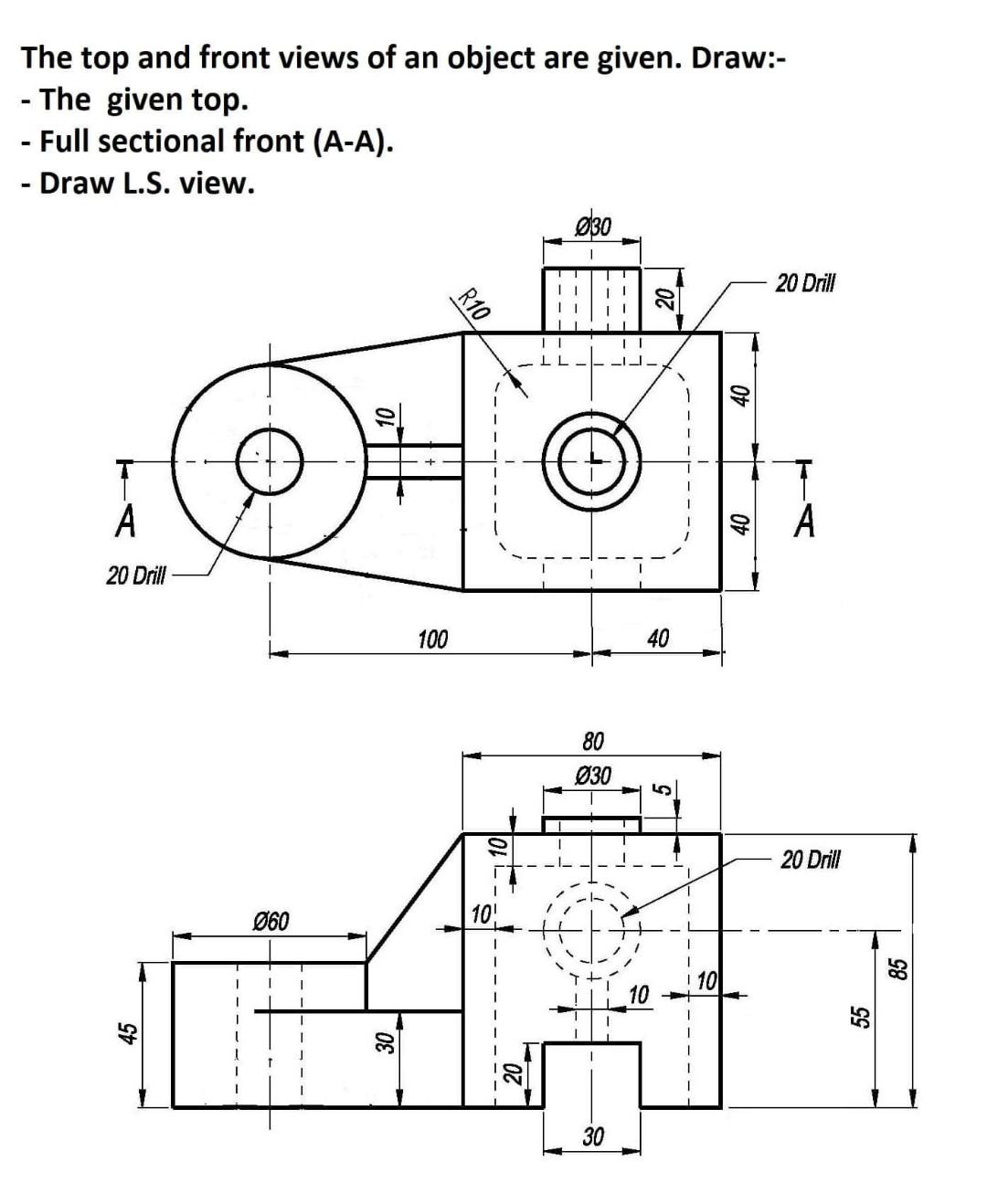Solved The top and front views of an object are given. | Chegg.com