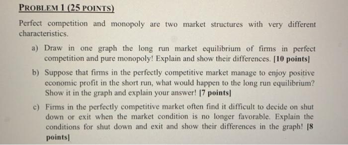 Solved PROBLEM 1 (25 POINTS) Perfect competition and | Chegg.com