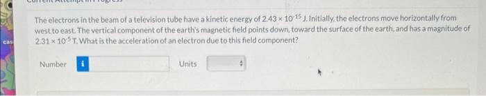 Solved The electrons in the beam of a television tube have a | Chegg.com