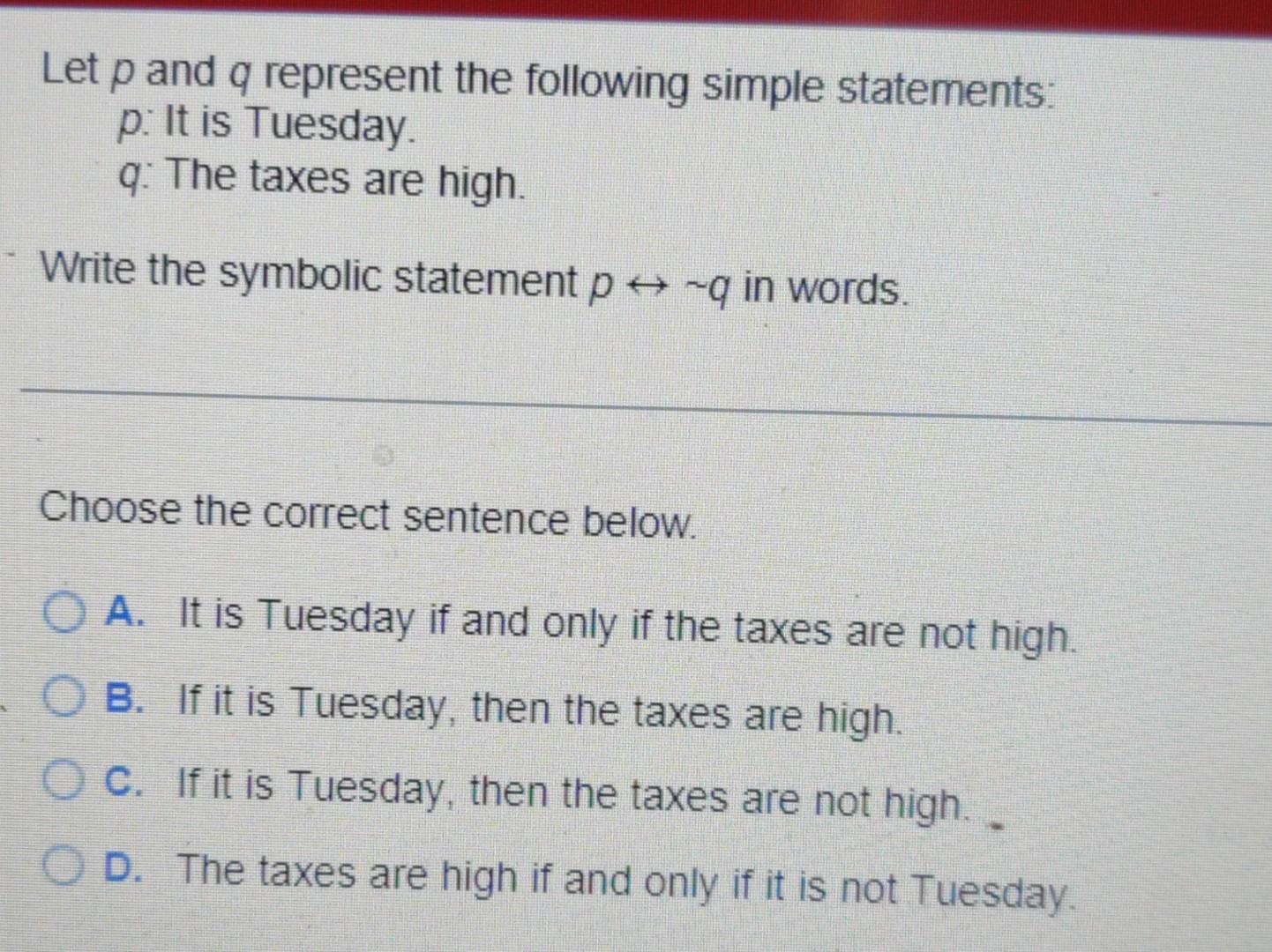 Solved Let p and q represent the following simple