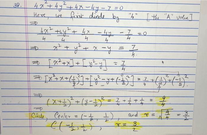 Solved Given the equation: 2x2+2y2+12x−8y−1=0 Use completing | Chegg.com