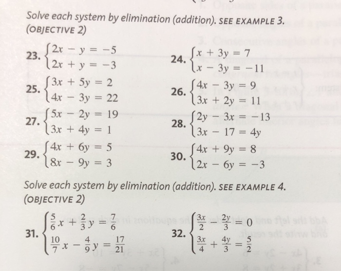 Solve Each System By Elimination Addition See Chegg Com