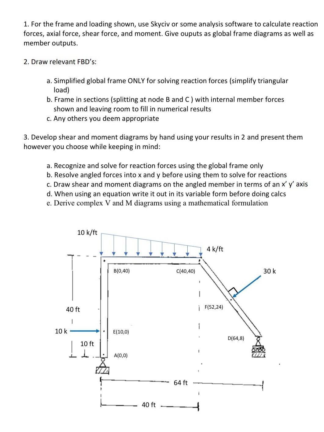 Solved 1. For The Frame And Loading Shown, Use Skyciv Or | Chegg.com