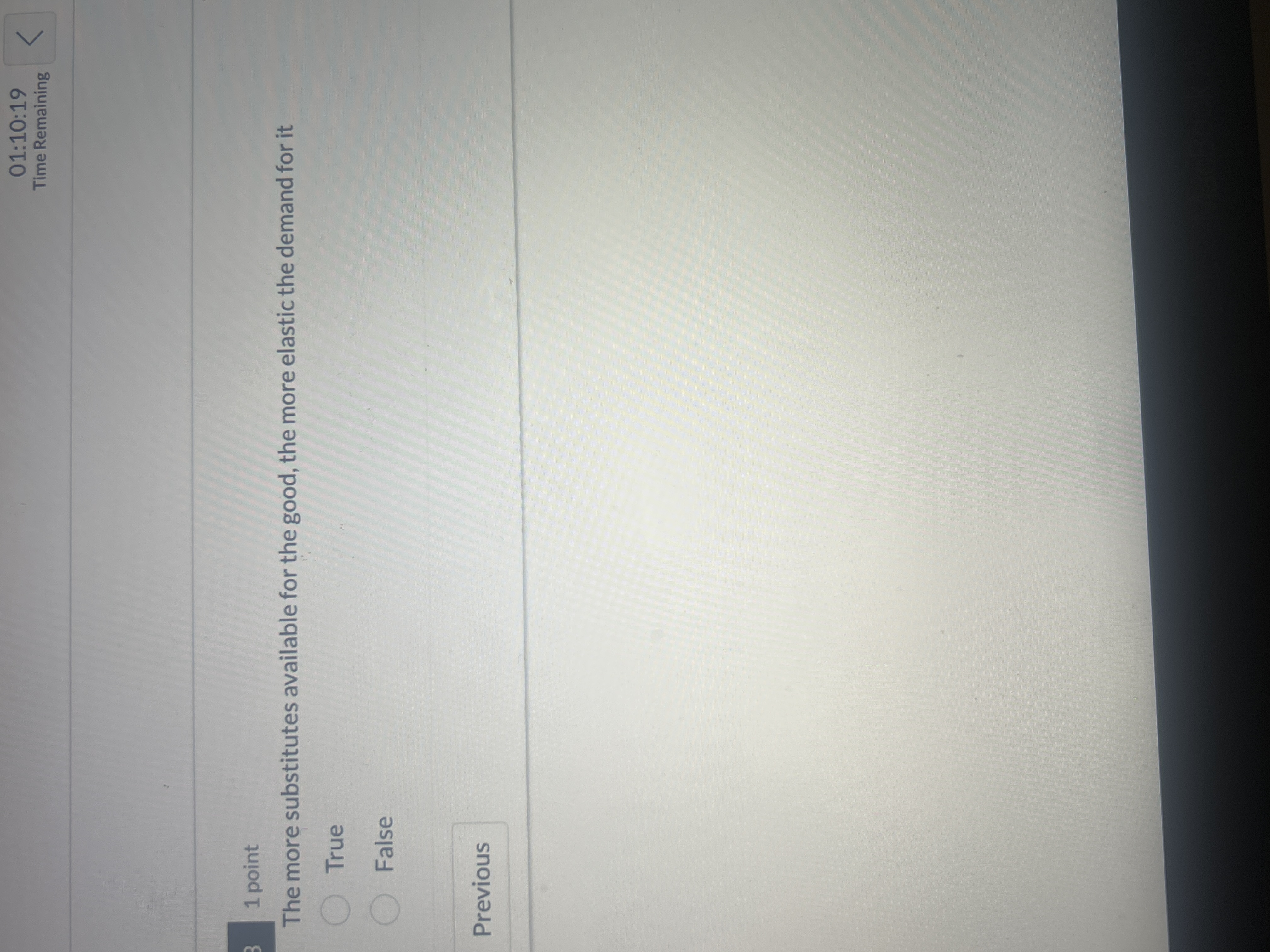 Solved 1 ﻿pointThe more substitutes available for the good, | Chegg.com