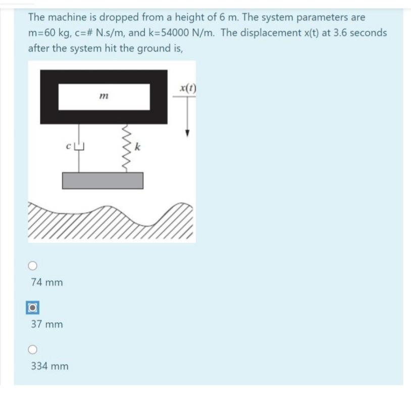 Solved The machine is dropped from a height of 6 m. The | Chegg.com