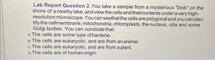 Solved Lab Report Question 2. You take a sample from a | Chegg.com