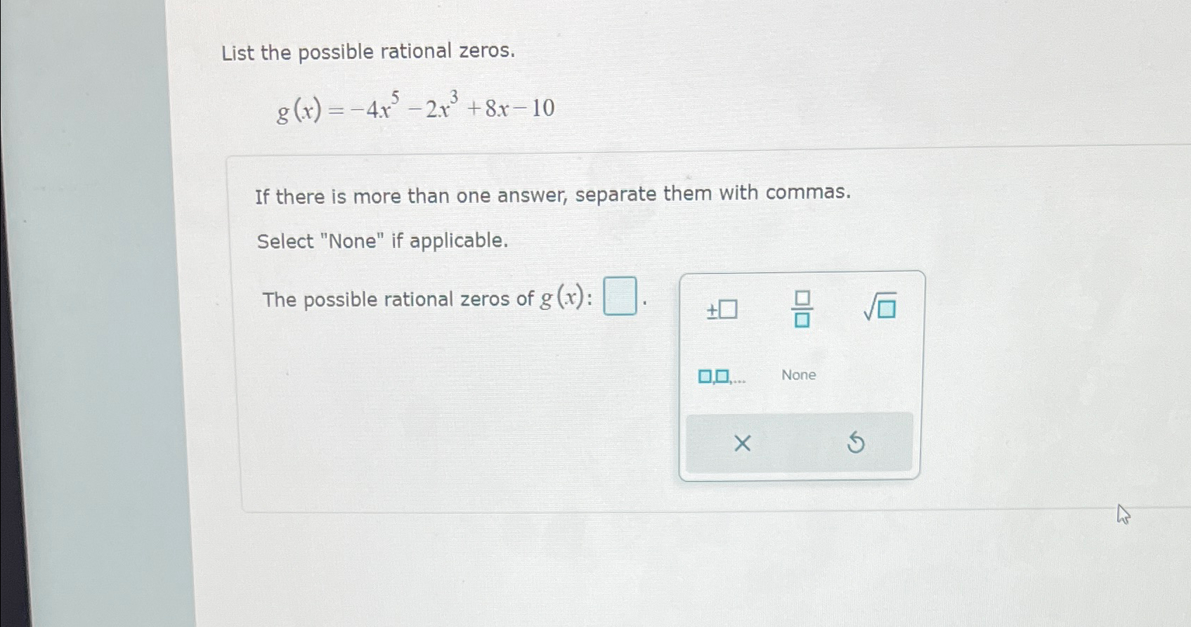 Solved List the possible rational | Chegg.com