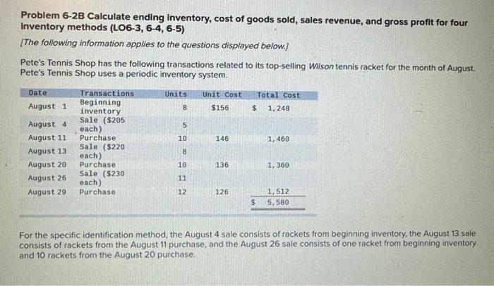 Solved Problem 6-2B Calculate ending inventory, cost of | Chegg.com