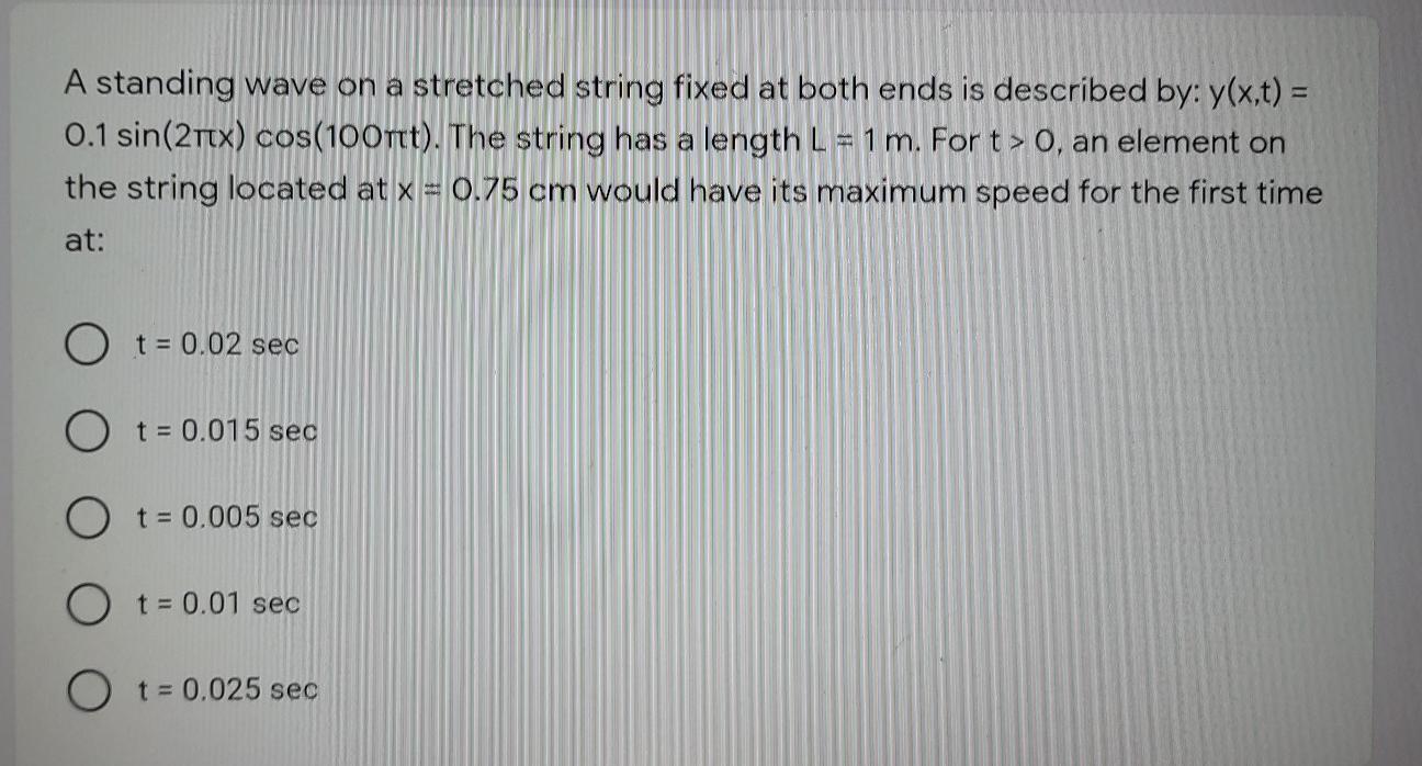 Solved A standing wave on a stretched string fixed at both | Chegg.com