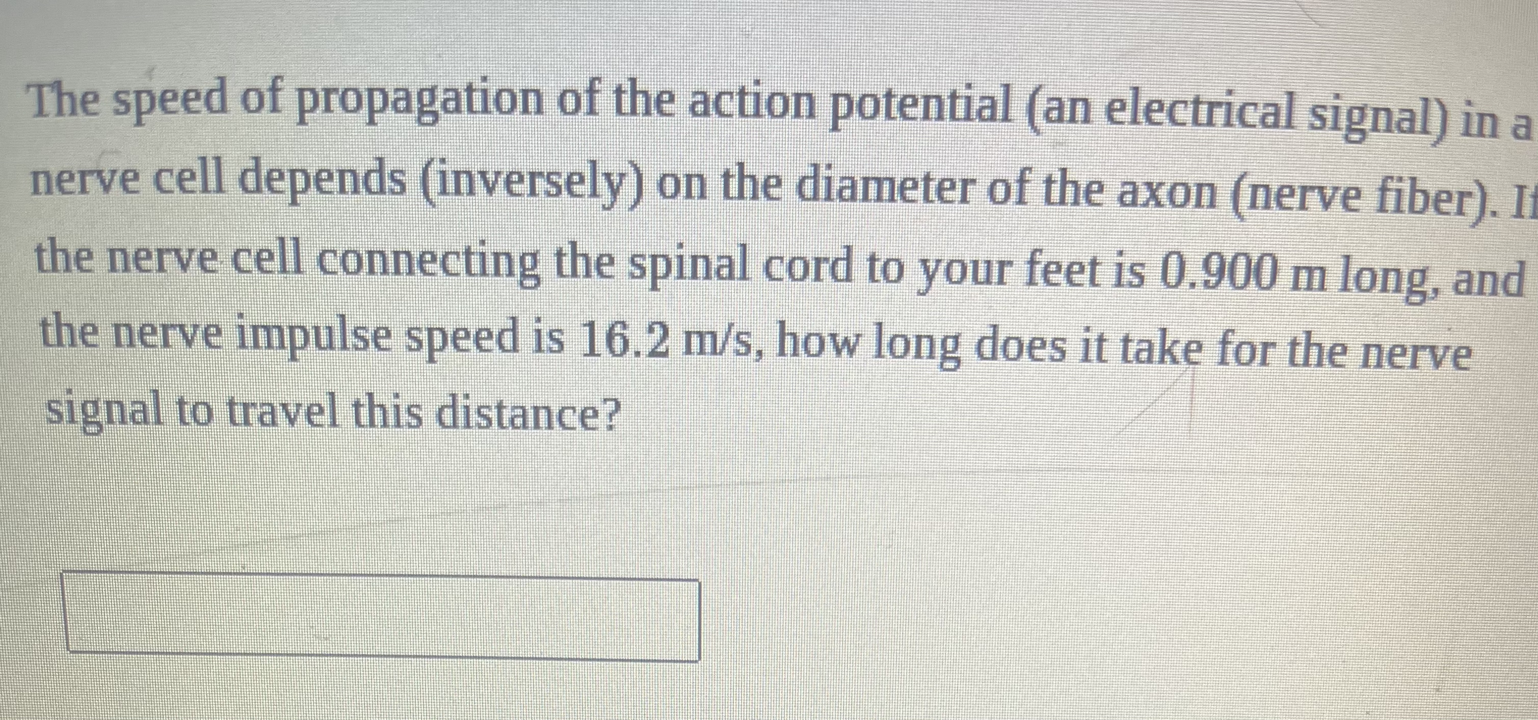 Solved The speed of propagation of the action potential (an | Chegg.com