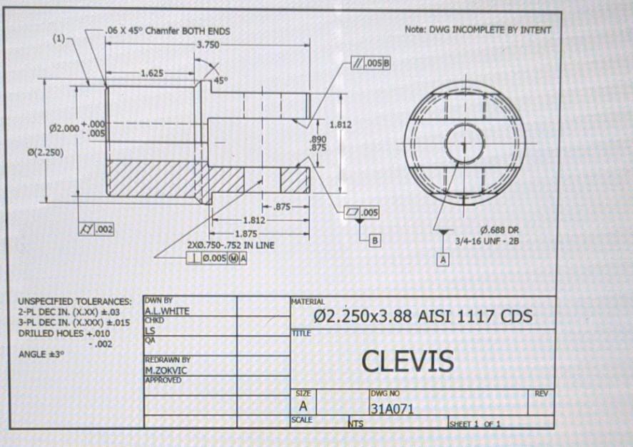 Solved .06 X 45° Chamfer BOTH ENDS 3.750 Note DWG