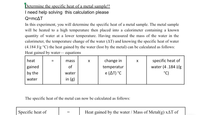 Specific heat worksheet #2 answer key picture