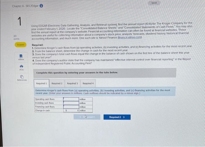 Solved Using EDGAR (Electronic Data Gathering. Analysis, and