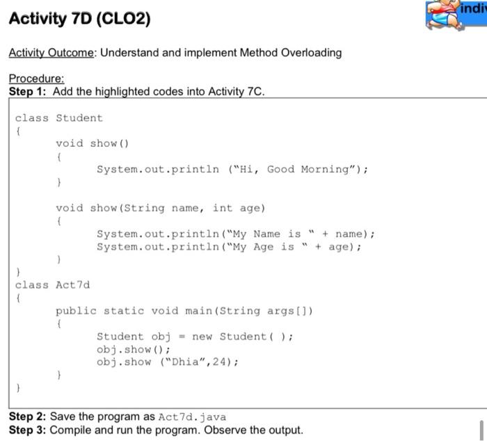Solved indi Activity 7D (CLO2) Activity Outcome: Understand | Chegg.com