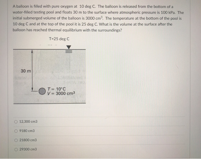 Solved A balloon is filled with pure oxygen at 10 deg C. The