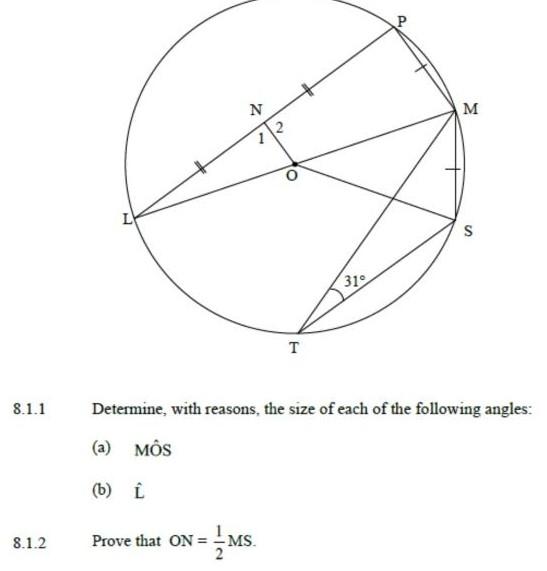 Solved NS n the diagram. O is the centre of the circle and | Chegg.com