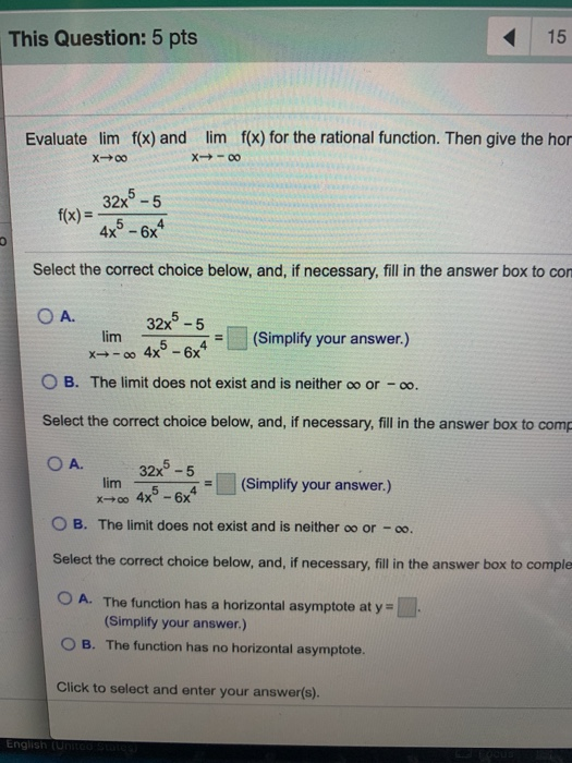 Solved Determine The Following Limit At Infinity Lim If