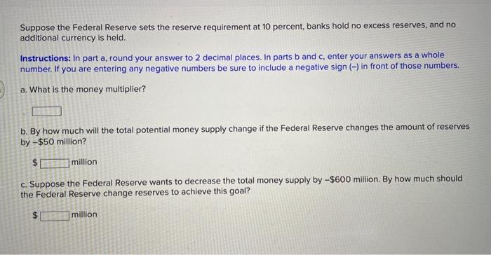 Solved Suppose The Federal Reserve Sets The Reserve | Chegg.com