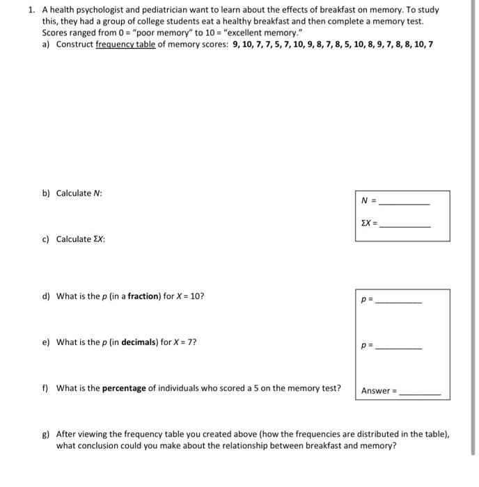 Solved 1. A health psychologist and pediatrician want to | Chegg.com