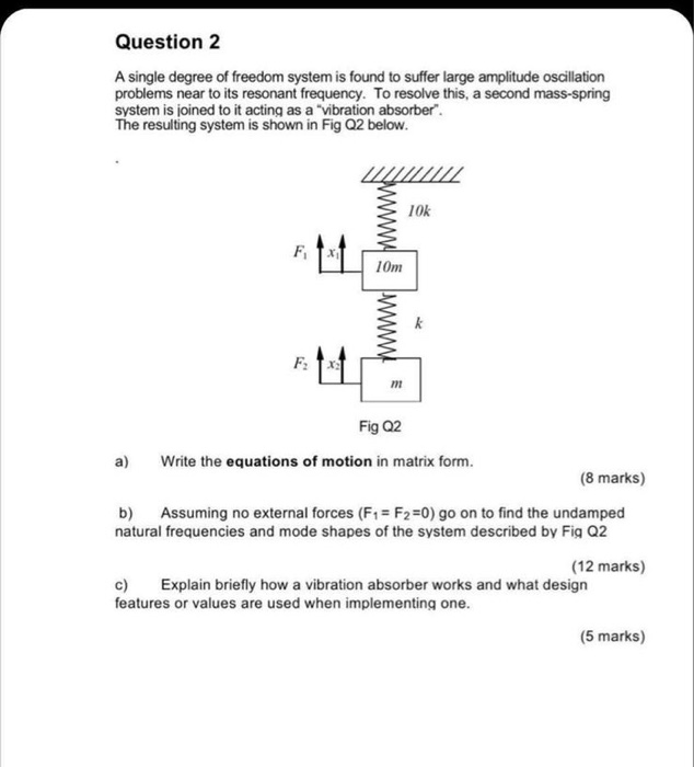 Solved Question 2 A single degree of freedom system is found | Chegg.com
