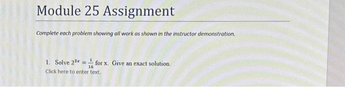 Solved Complete each problem showing all work as shown in | Chegg.com