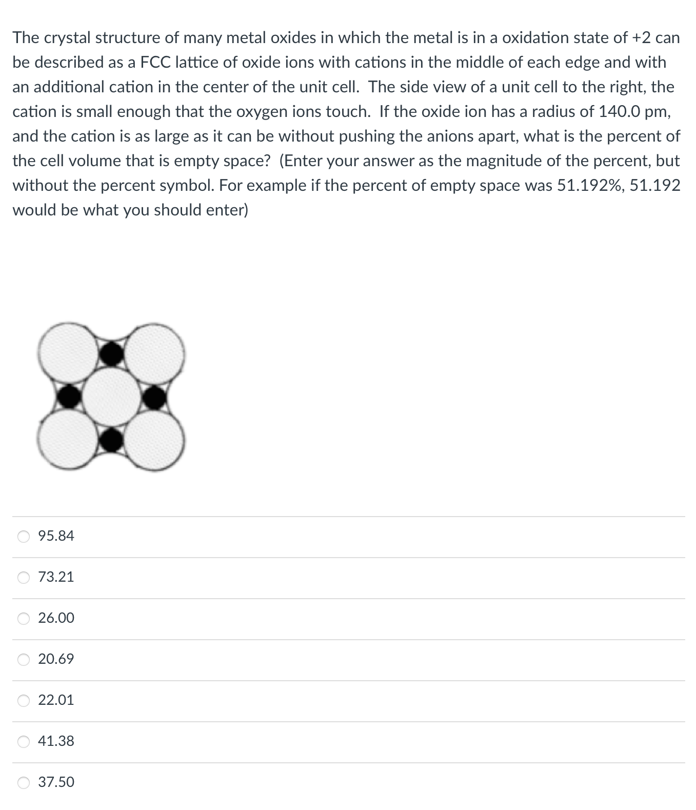 Solved The crystal structure of many metal oxides in which | Chegg.com
