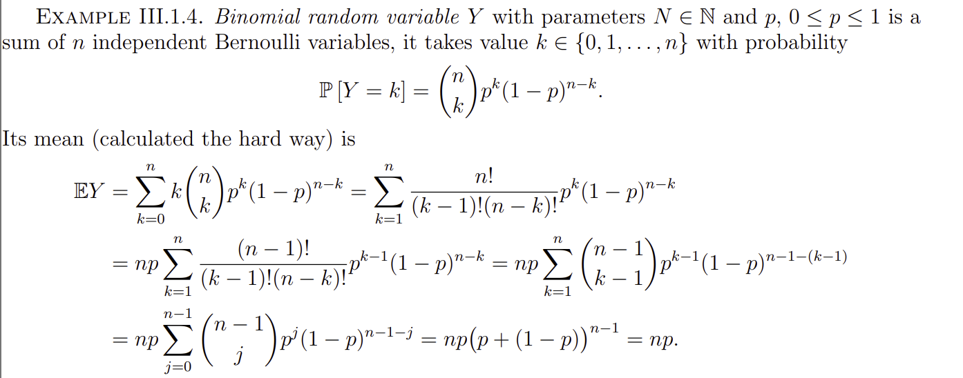 The mean of binomial random variable was calculated | Chegg.com