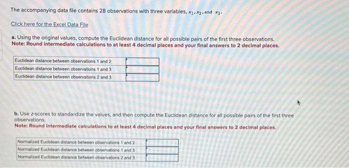 Solved The accompanying data file contains 28 observations | Chegg.com