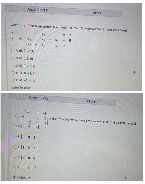 Solved Which one of the given vectors is a solution to the | Chegg.com