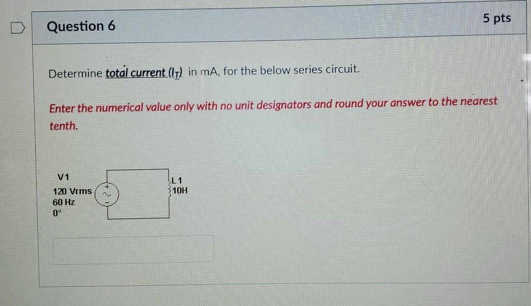 Solved Question 9 5 pts Determine total inductive reactance | Chegg.com