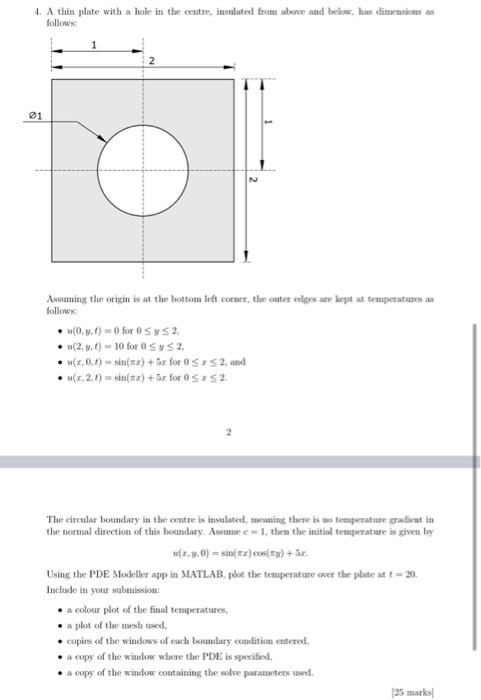 4. A thin plate with a hole in the centre, insulated | Chegg.com
