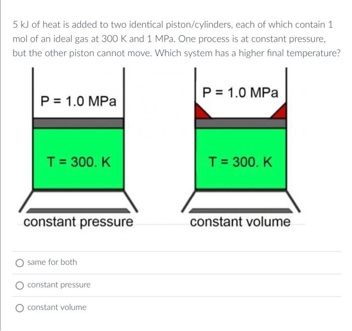 Solved 5 kJ of heat is added to two identical | Chegg.com