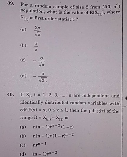 Solved 39 For A Random Sample Of Size 2 From No 02 Pop Chegg Com