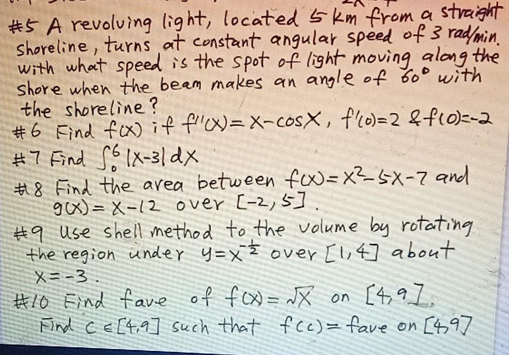 Solved 5 A revolving light, located 5 km from a straight