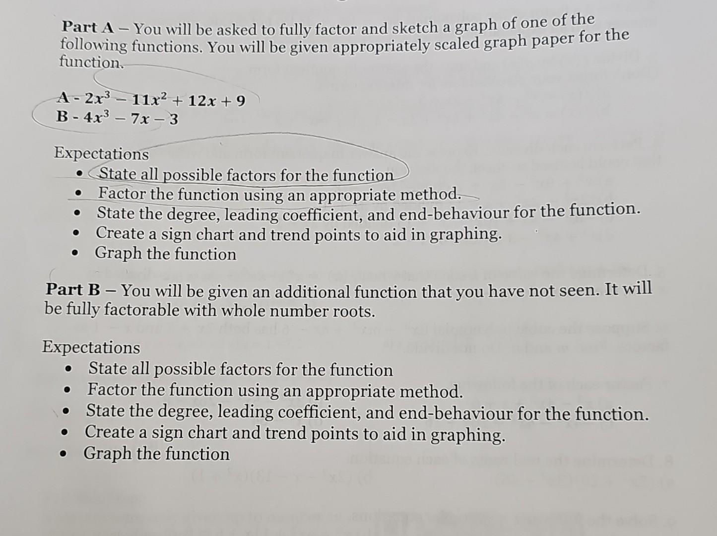 Part A - You will be asked to fully factor and sketch | Chegg.com