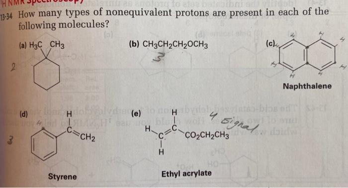 Solved To 1334 How Many Types Of Nonequivalent Protons Are 4613