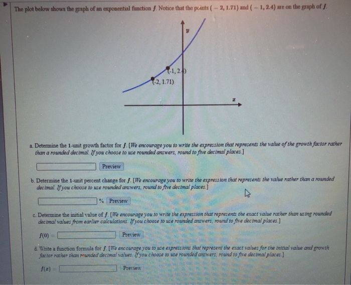 Solved The plot below shows the graph of an exponential | Chegg.com