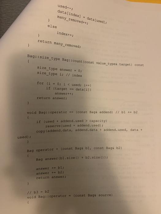 Solved Write a function to be included in the bag | Chegg.com