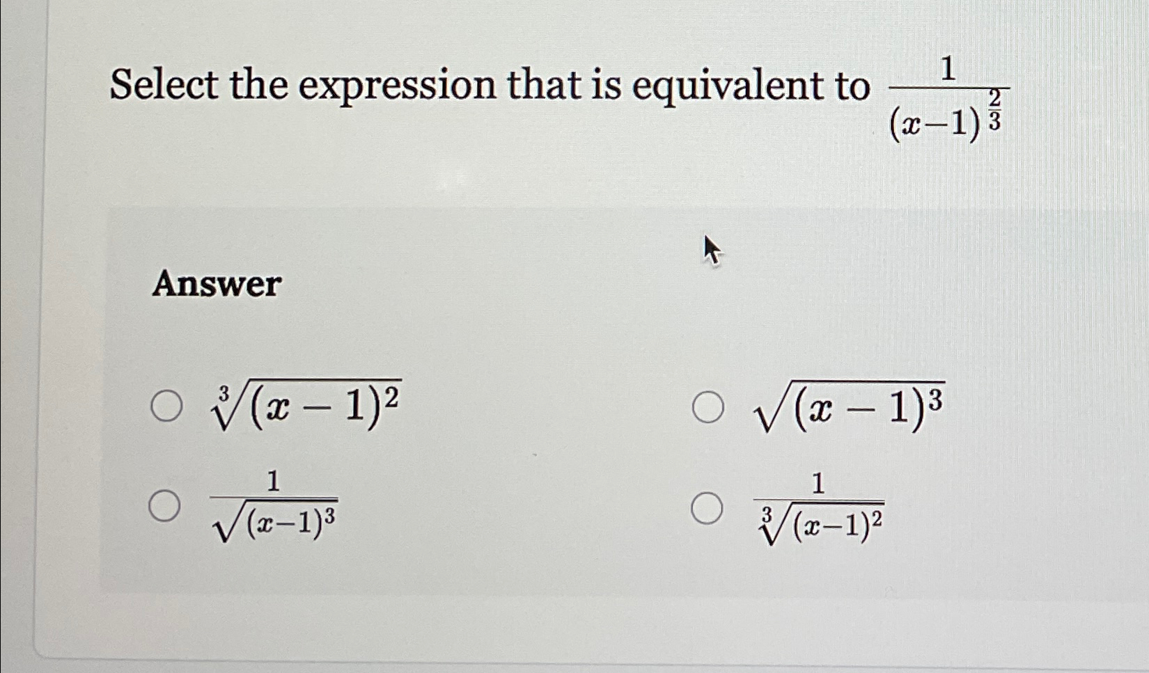 Solved Select the expression that is equivalent to | Chegg.com