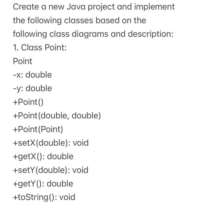 Solved Create a new Java project and implement the following | Chegg.com