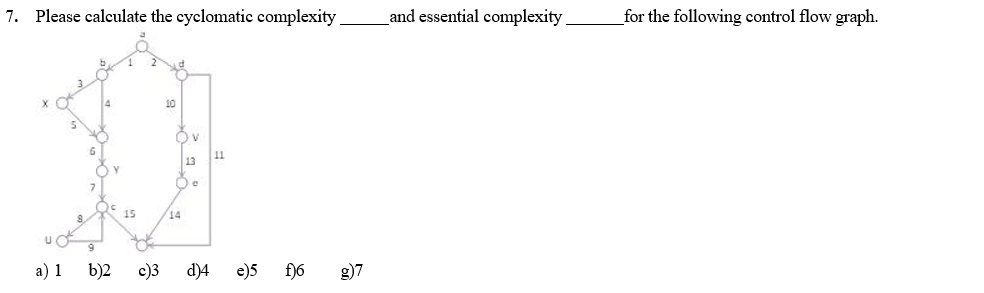 Solved 7. Please calculate the cyclomatic complexity and | Chegg.com