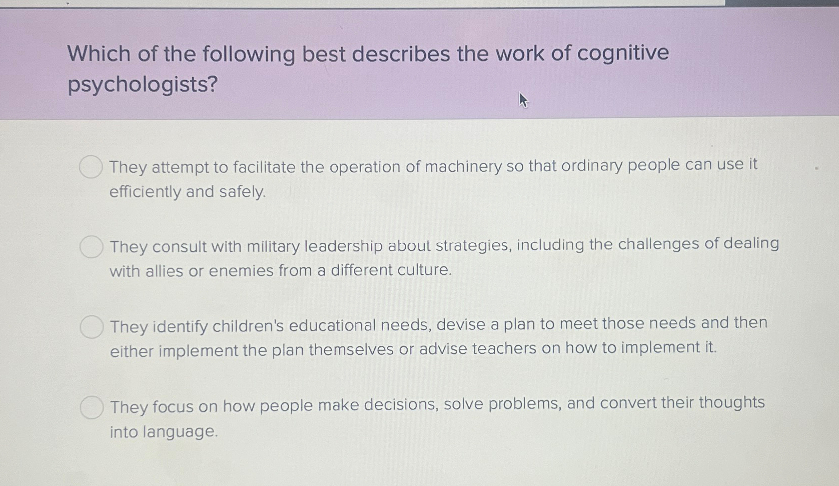 Solved Which of the following best describes the work of | Chegg.com