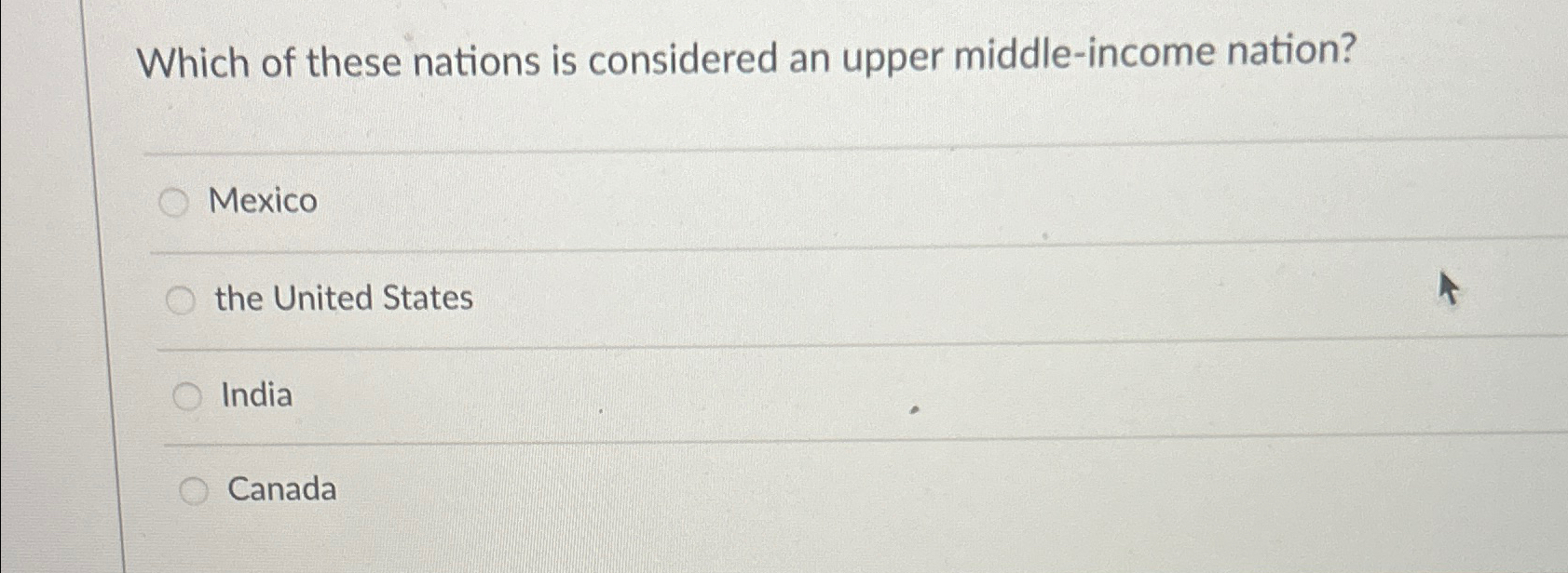 Solved Which of these nations is considered an upper | Chegg.com