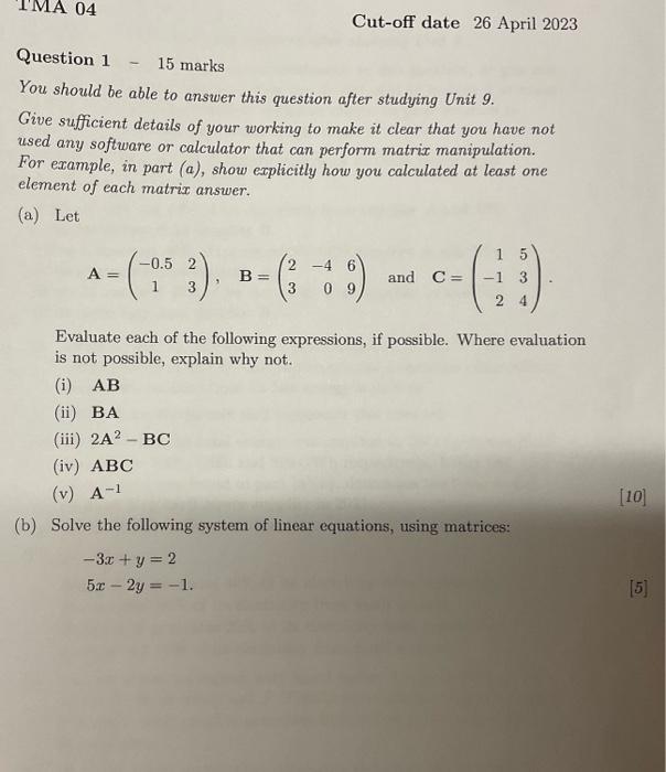 Solved Question 1 - 15 marks You should be able to answer | Chegg.com
