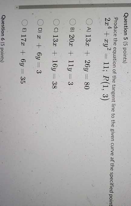 Solved Question 5 (5 points) Produce the equation of the | Chegg.com