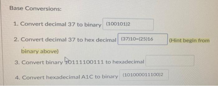 convert 37 base 16 to binary and to decimal