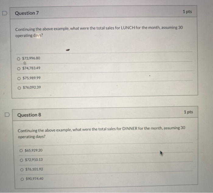 Solved 1 pts Question 6 Use the following table to answer | Chegg.com