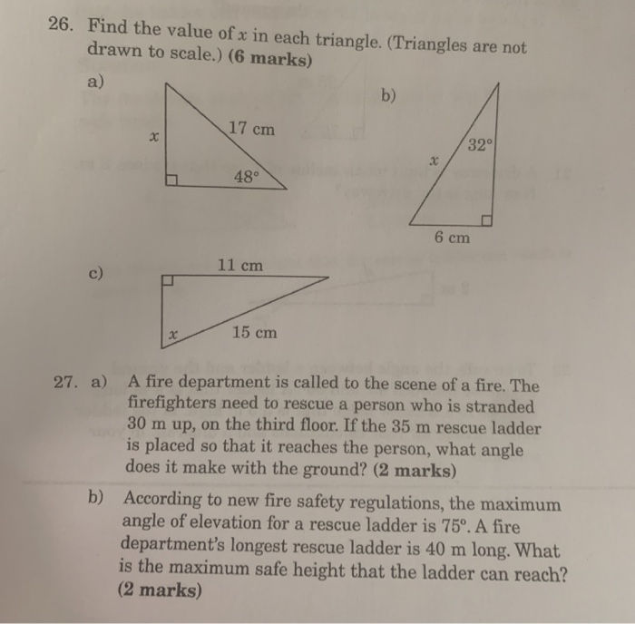 Solved 26. Find The Value Of X In Each Triangle. (triangles 